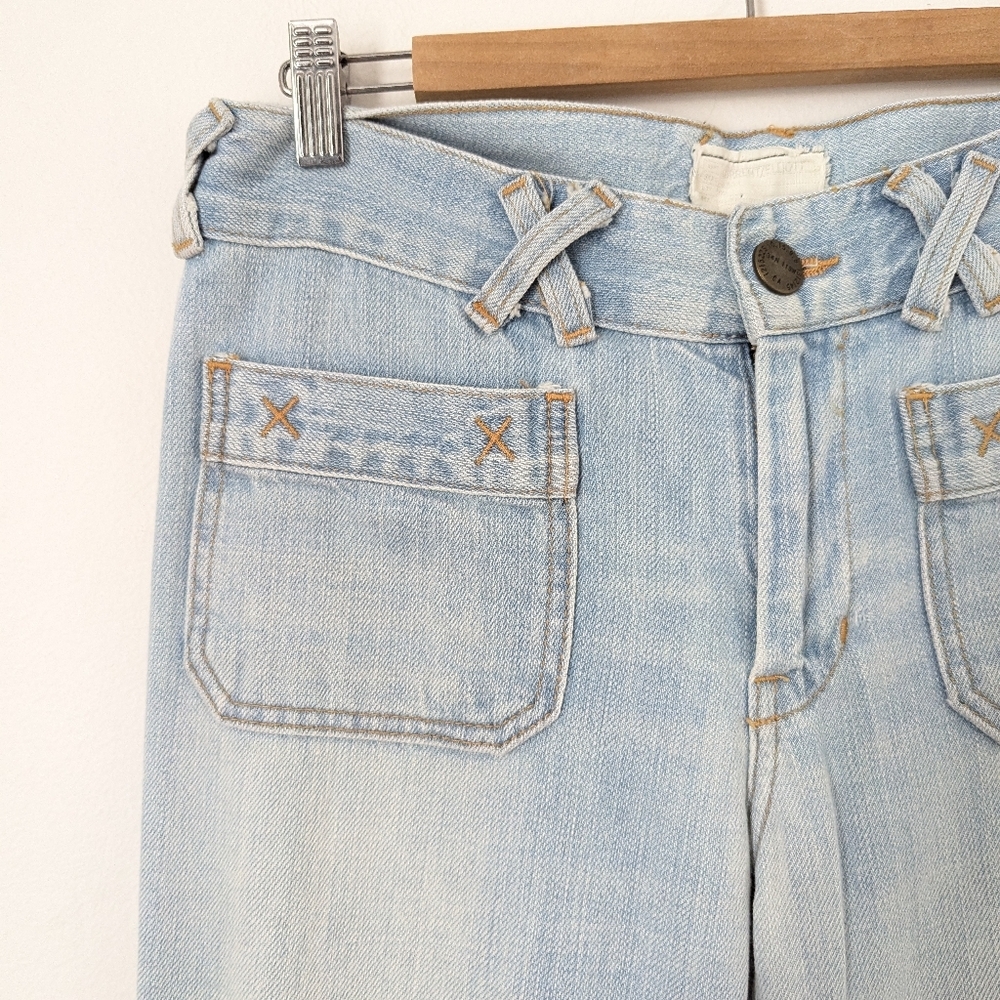 Current/Elliott Light Trash Wash Y2K Faded Low Rise Wide Leg Flare The X Jeans - Picture 2 of 4